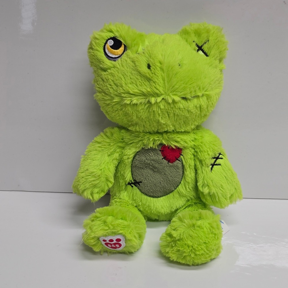 Build-A-Bear Zombie Frog Plush 10" Green Stitched Spooky Halloween Stuffed
